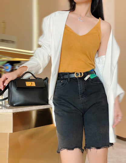 MINI 24/24 21CM IN BLACK EVERCOLOR CALFSKIN GOLD KELLY BUCKLE