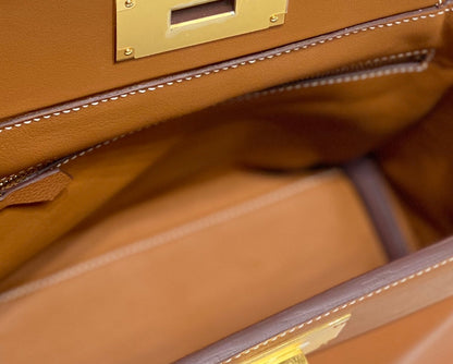MINI 24/24 21CM IN ORANGE MINIMUM EVERCOLOR CALFSKIN GOLD KELLY BUCKLE