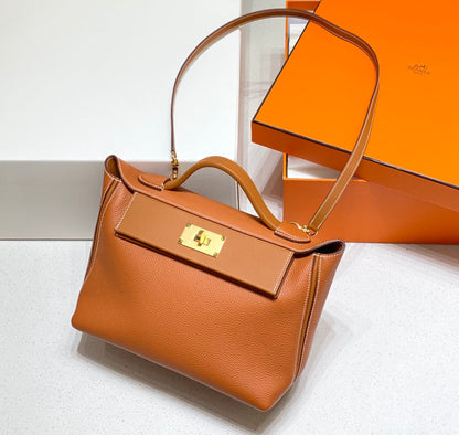 MINI 24/24 29CM IN ORANGE MINIMUM EVERCOLOR CALFSKIN GOLD KELLY BUCKLE