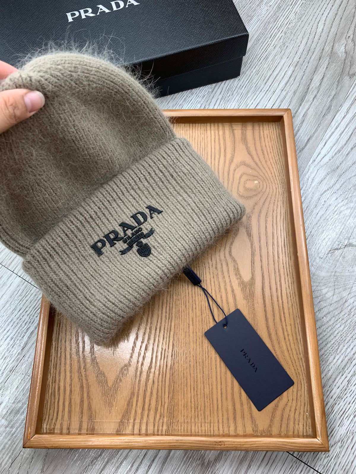 BEANIE HAT IN KHAKI BROWN WOOL 108747
