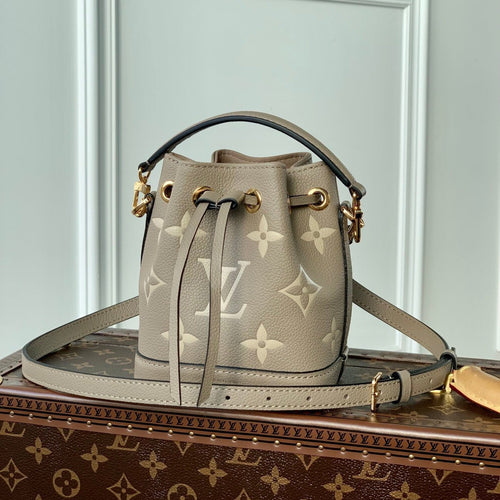 NANO NOÉ 16 IN GREY TOURTERELLE BICOLOR MONOGRAM EMPREINTE CALFSKIN