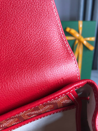 ALPIN MINI BACKPACK 21 IN CLASSIC RED LAMBSKIN AND GOYARDINE CANVAS