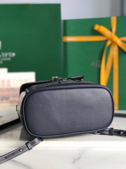 ALPIN MINI BACKPACK 21 IN NAVY BLUE LAMBSKIN AND GOYARDINE CANVAS
