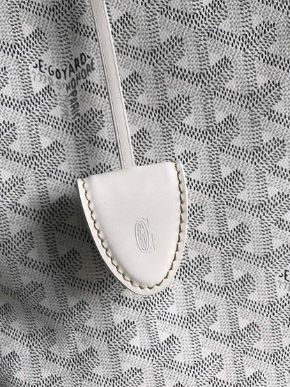 BELLECHASSE BIAUDE PM BAG 36 IN WHITE GOYARDINE CANVAS AND CALFSKIN TRIM