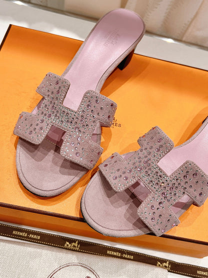 0ASIS SANDALS PASTEL PINK LAMBSKIN ATTACH CRYSTAL
