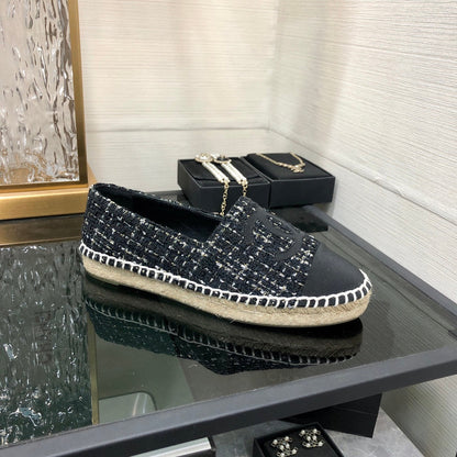 LOAFER IN BLACK MIX WHITE WOOL TWEED