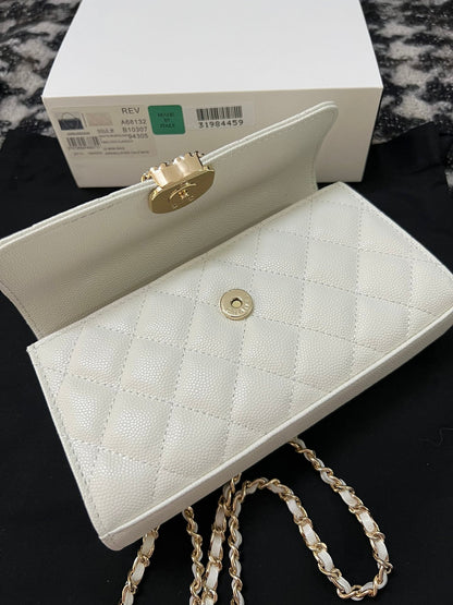 CHANEL KELLY 23P CLUTCH WITH CHAIN GOLD HARDWARE