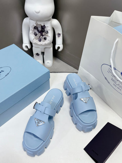 MONOLITH SLIPPER SANDALS IN SKY BLUE RUBBER