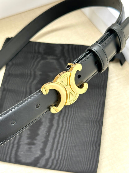 Medium Triomphe Belt 25mm Black Calfskin Ghw