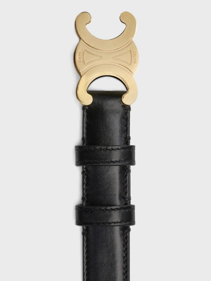 Medium Triomphe Belt 25mm Black Calfskin Ghw