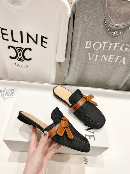 LW GATE BELTED MULE BLACK DENIM