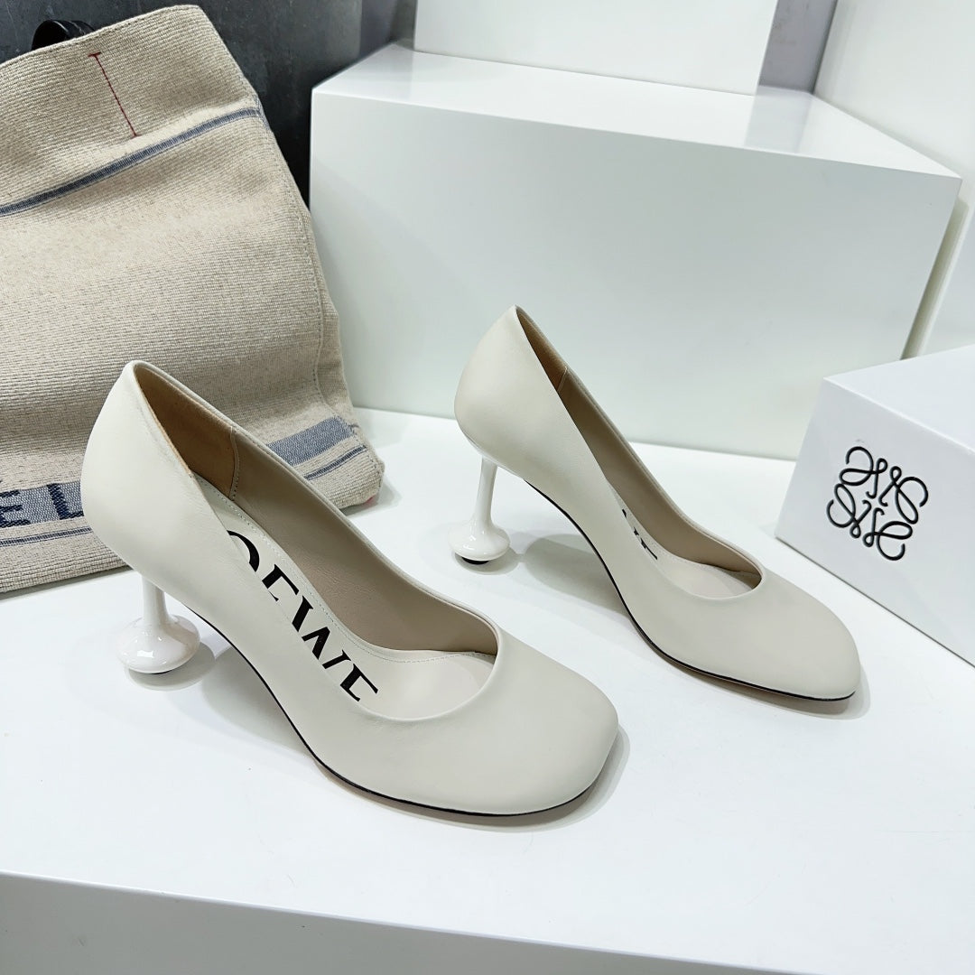 LW TOY PUMP 95 WHITE CALFSKIN