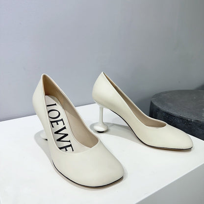 LW TOY PUMP 95 WHITE CALFSKIN