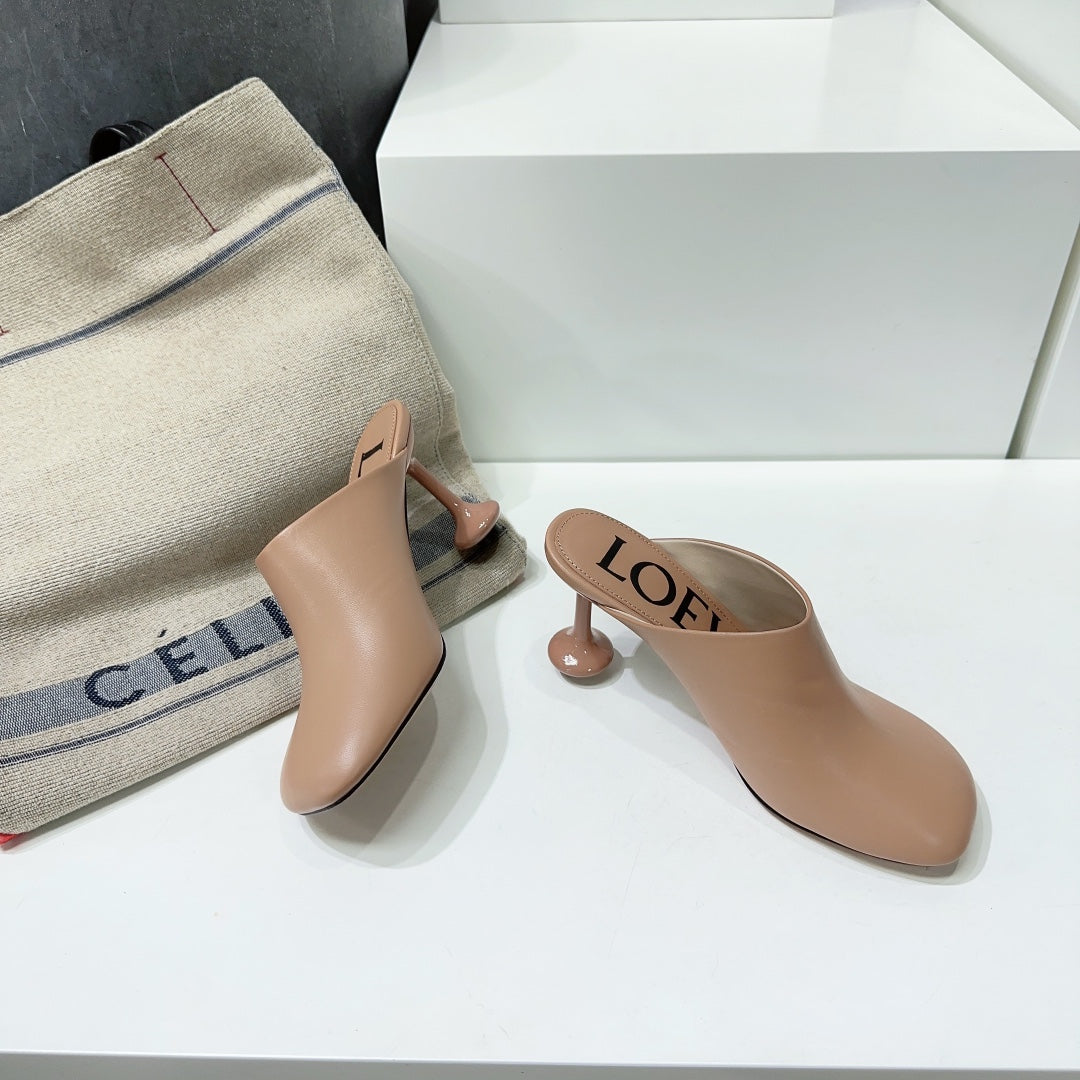 LW TOY MULE 95 TAN CALFSKIN