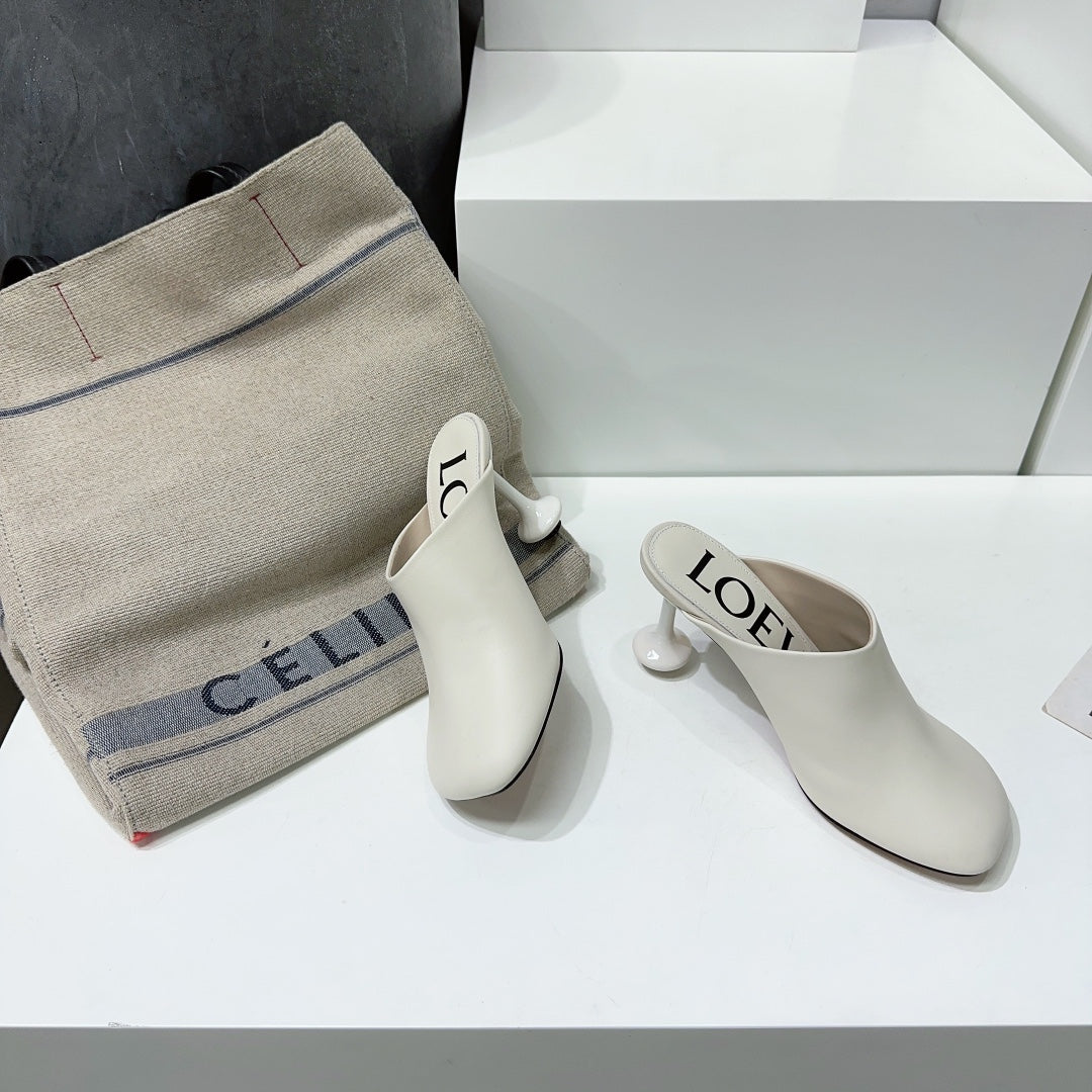 LW TOY MULE 95 WHITE CALFSKIN