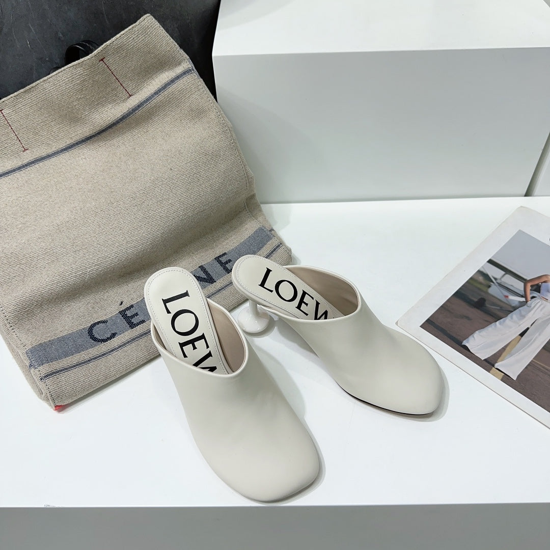 LW TOY MULE 95 WHITE CALFSKIN