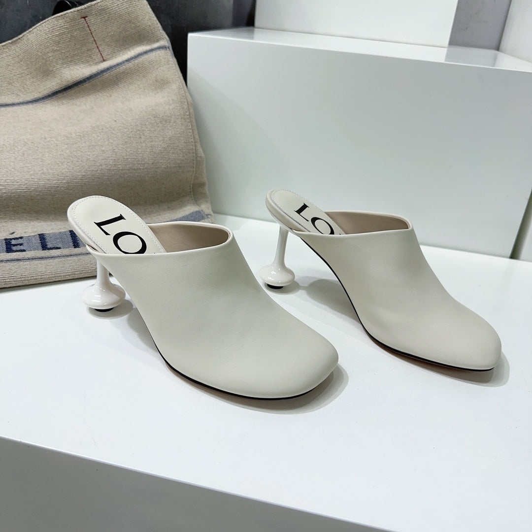 LW TOY MULE 95 WHITE CALFSKIN