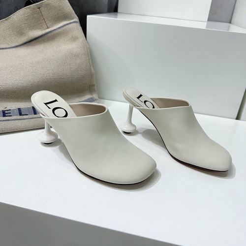 LW TOY MULE 95 WHITE CALFSKIN