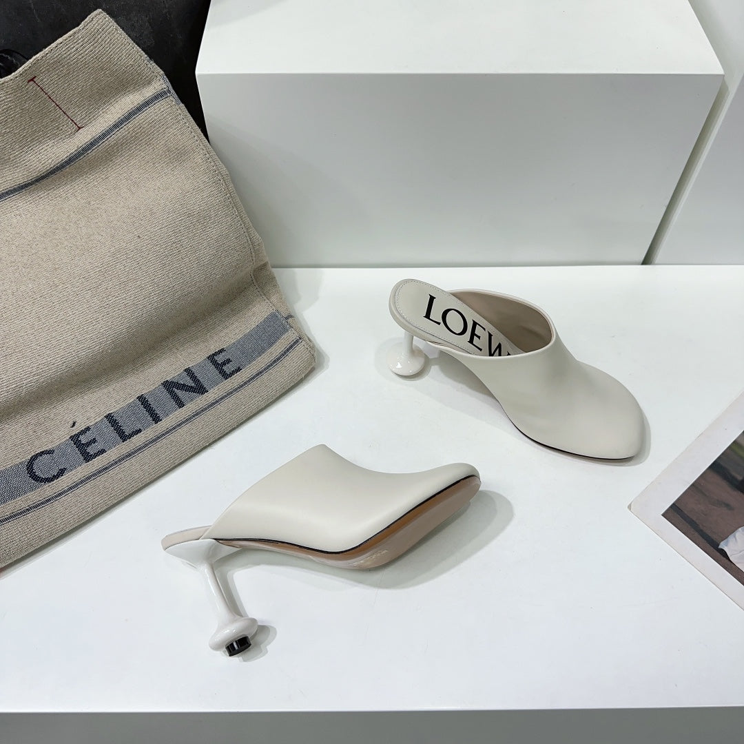 LW TOY MULE 95 WHITE CALFSKIN