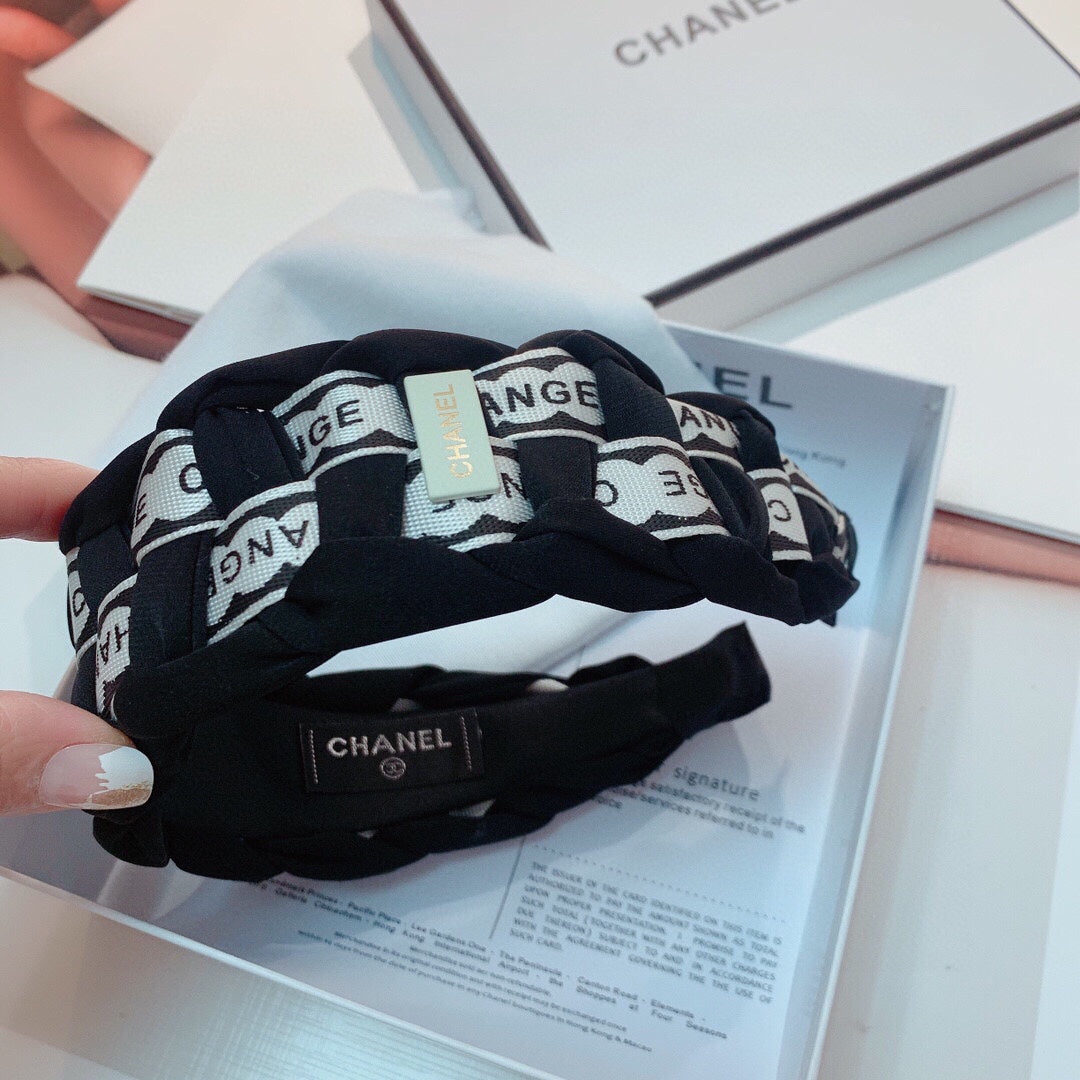 BLACK MIX WHITE FABRIC HAIRBAND 832194