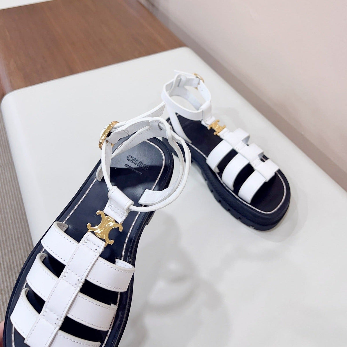 LYMPIA GLADIATOR SANDAL IN CALFSKIN WHITE