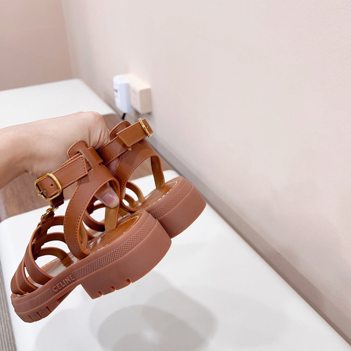 LYMPIA GLADIATOR SANDAL IN CALFSKIN TAN
