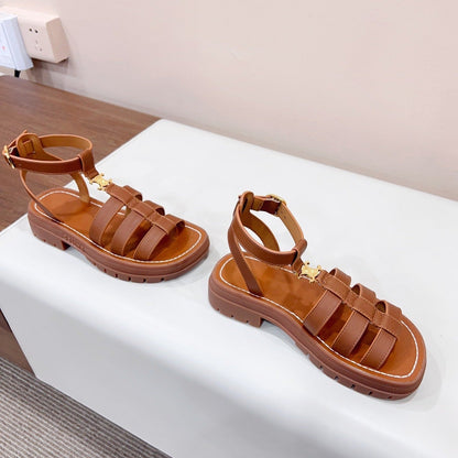 LYMPIA GLADIATOR SANDAL IN CALFSKIN TAN