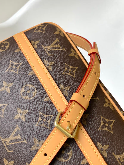 TROCADERO MEDIUM MESSENGER BAG 27 IN BEIGE AND BROWN MONOGRAM COATED CANVAS