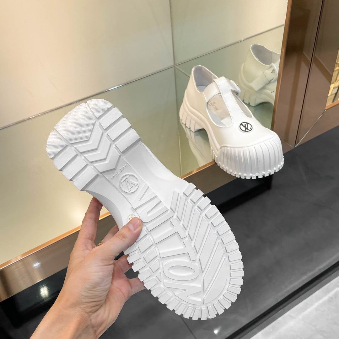 LV WOMEN CHECKER MARY JANE IN WHITE CALFSKIN