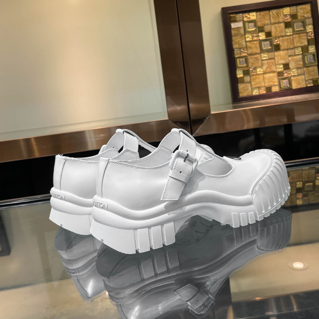 LV WOMEN CHECKER MARY JANE IN WHITE CALFSKIN
