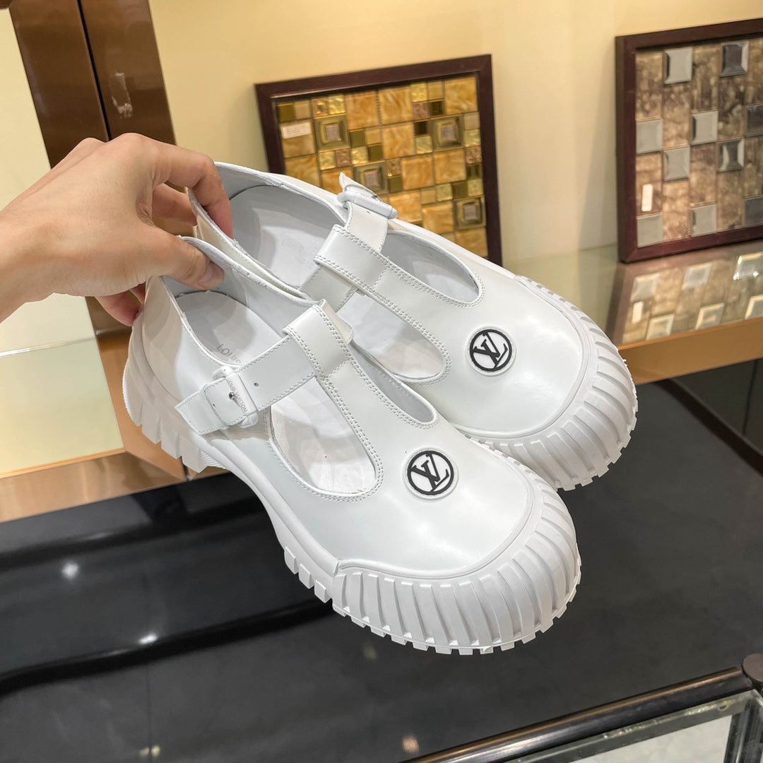 LV WOMEN CHECKER MARY JANE IN WHITE CALFSKIN