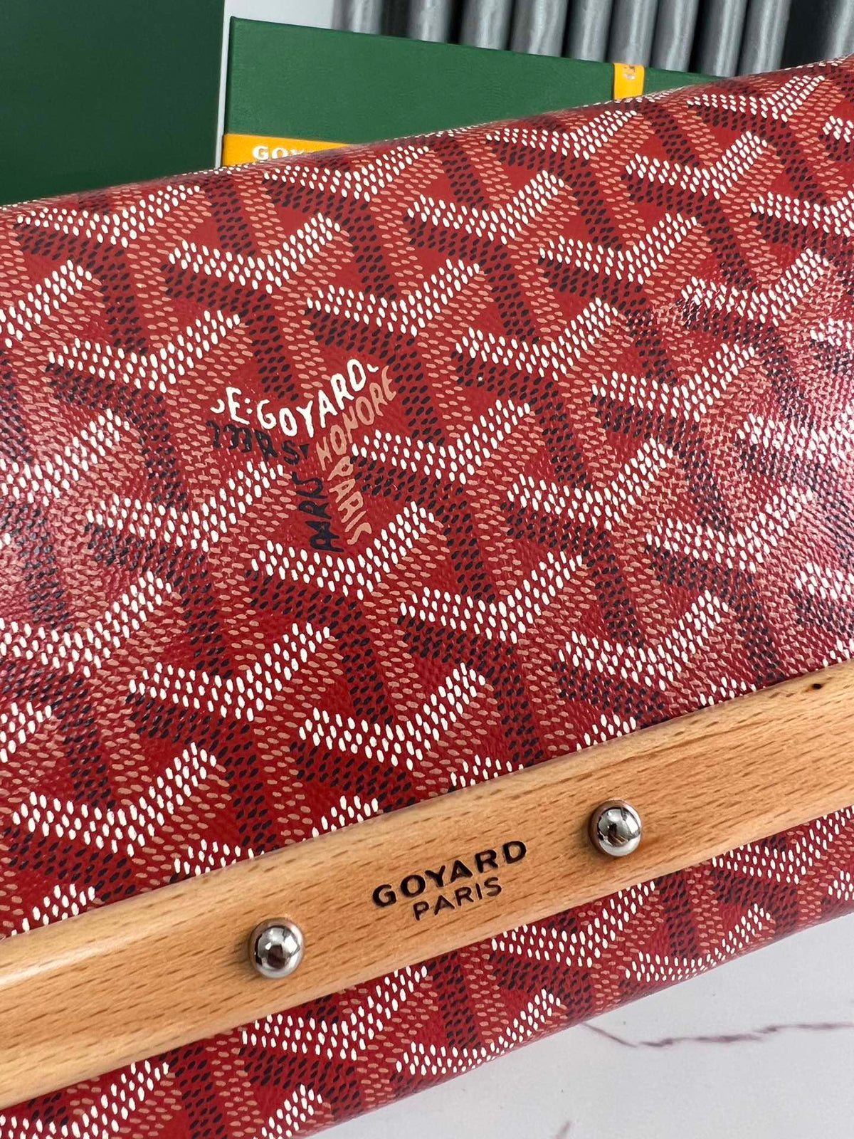 MONTE-CARLO PM CLUTCH 25 IN CLASSIC RED GOYARDINE CANVAS