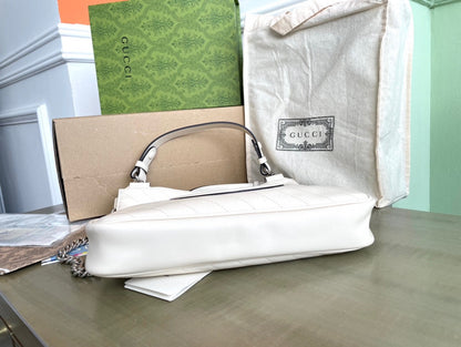BLONDIE TOTE BAG 30 IN WHITE CALFSKIN SIVLER HARDWARE