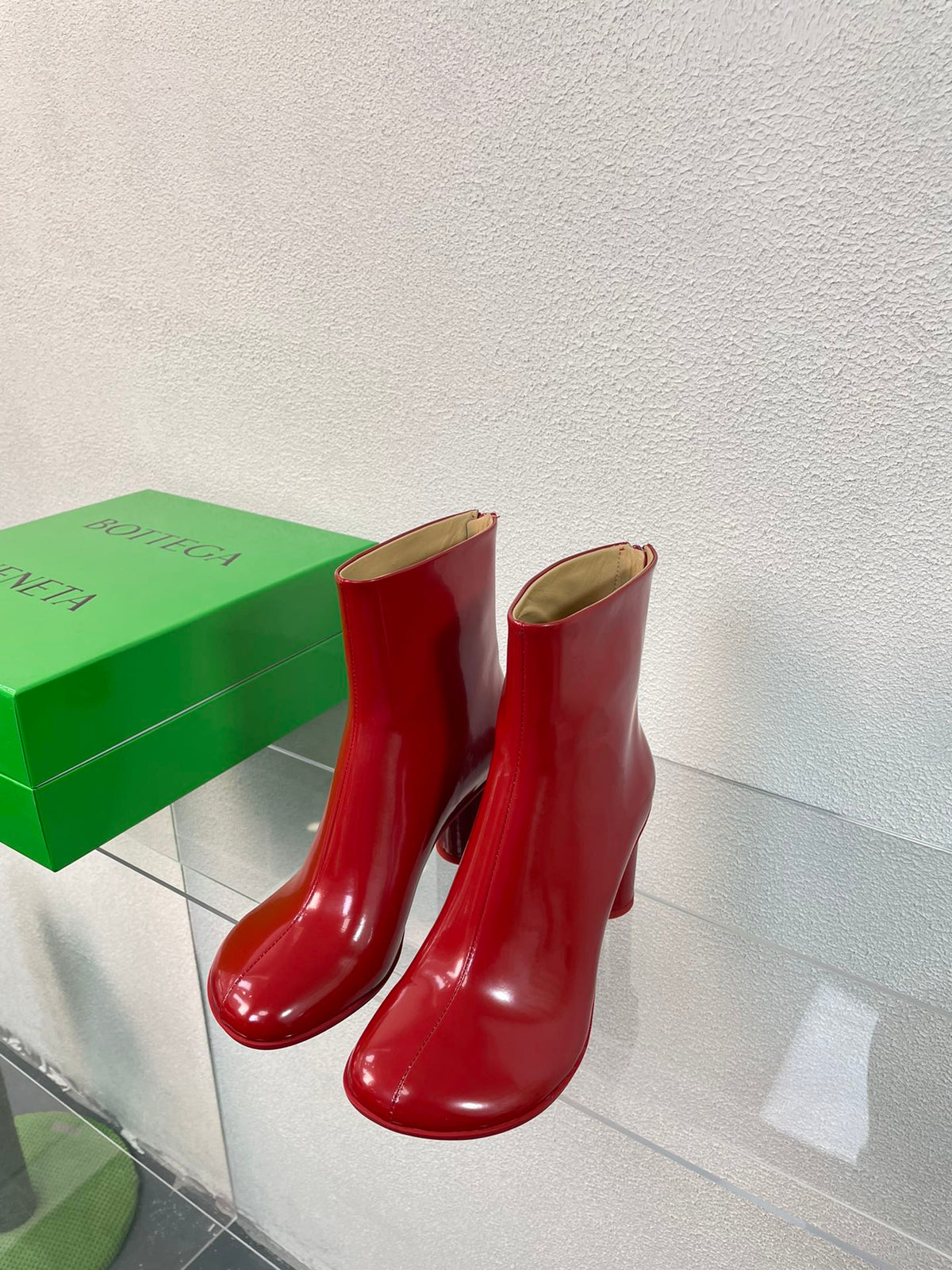 ATOMIC ANKLE BOOT IN RUBY RED CALFSKIN 75 MM