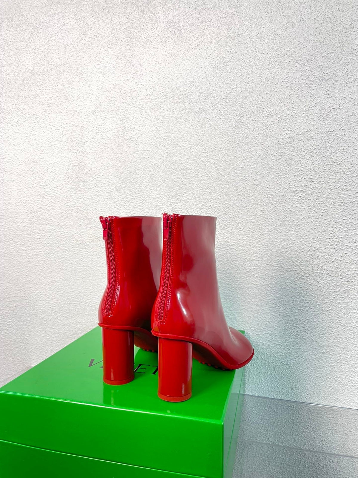 ATOMIC ANKLE BOOT IN RUBY RED CALFSKIN 75 MM