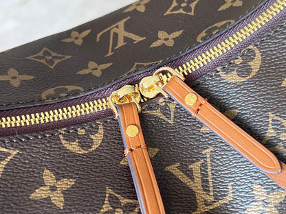 LV 25S LOOP HOBO 38 IN BROWN MONOGRAM COATED CANVAS GOLD HARDWARE