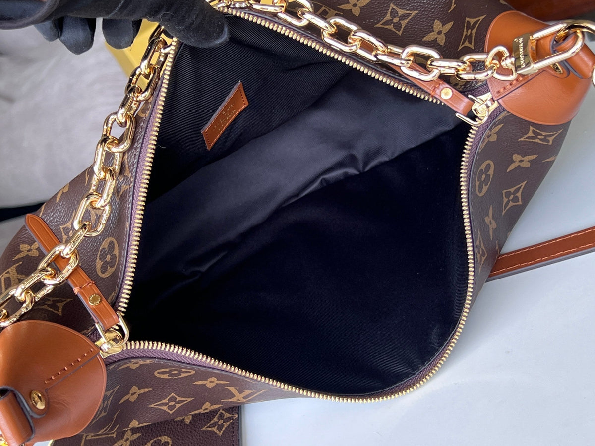 LV 25S LOOP HOBO 38 IN BROWN MONOGRAM COATED CANVAS GOLD HARDWARE