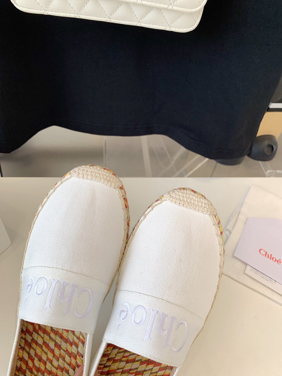 LOAFER SHOES IN WHITE DENIM AND WOVEN RAFFIA