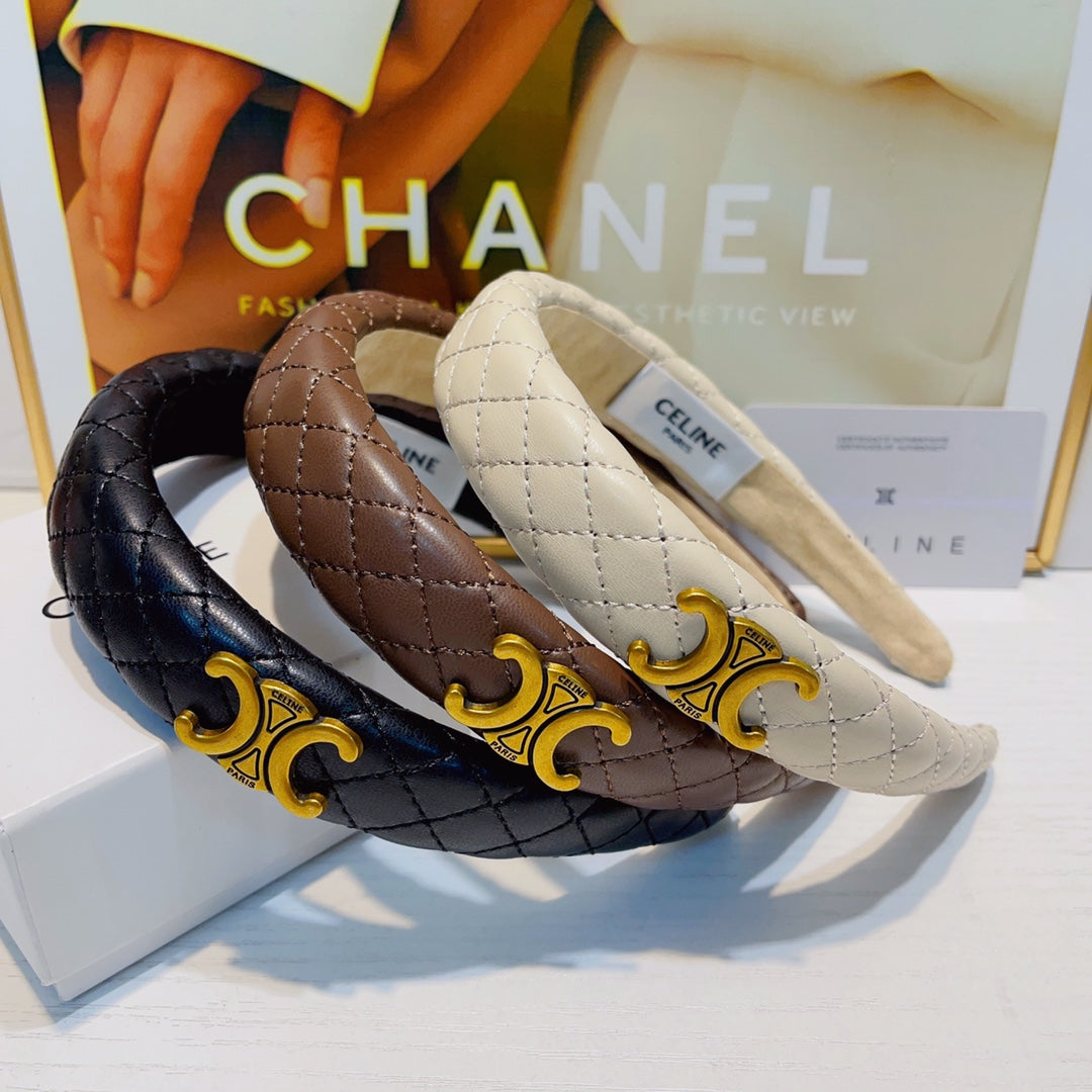 CAMEL BROWN LAMBSKIN HAIRBAND 925628