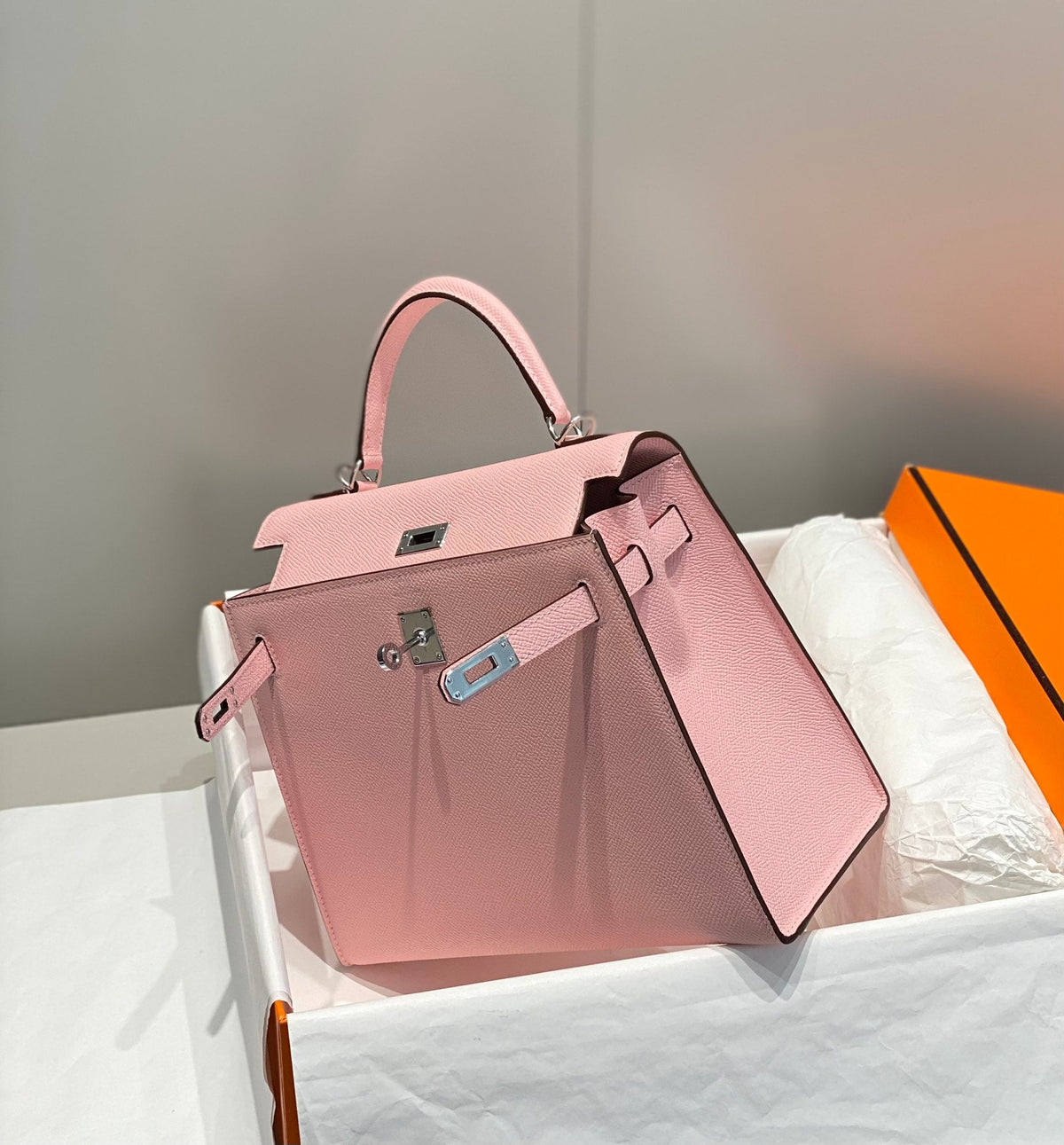 HN 25CM IN ROSE SAKURA EPSOM SILVER HARDWARE