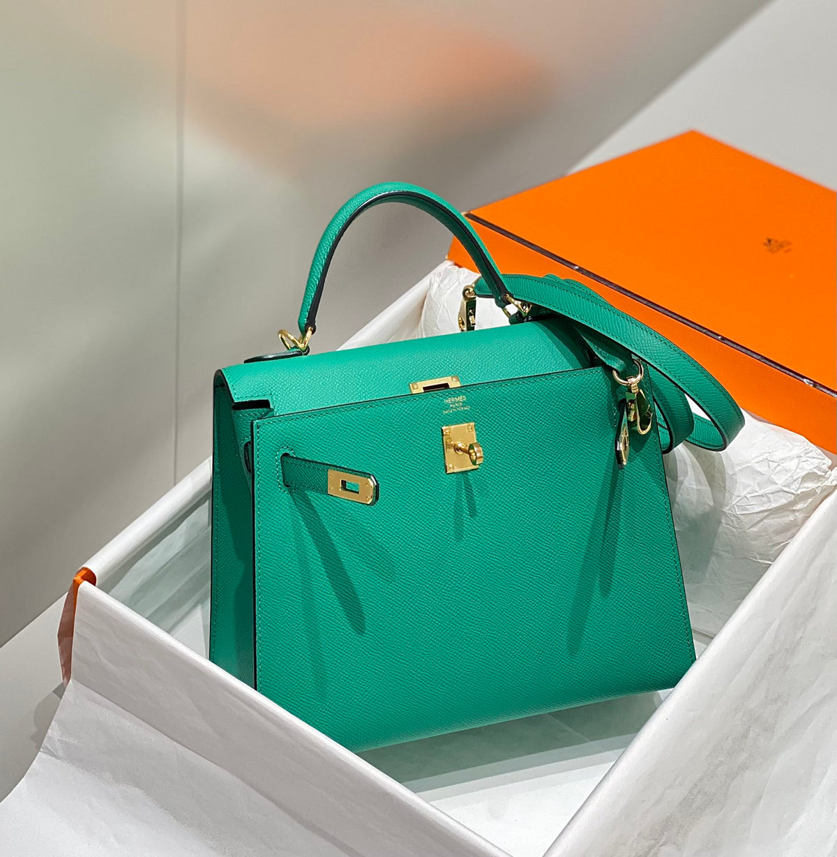 HN 25CM IN VERT VERTIGO EPSOM GOLD HARDWARE
