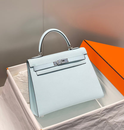 HN 28CM IN BLUE BRUME EPSOM PALLADIUM HARDWARE