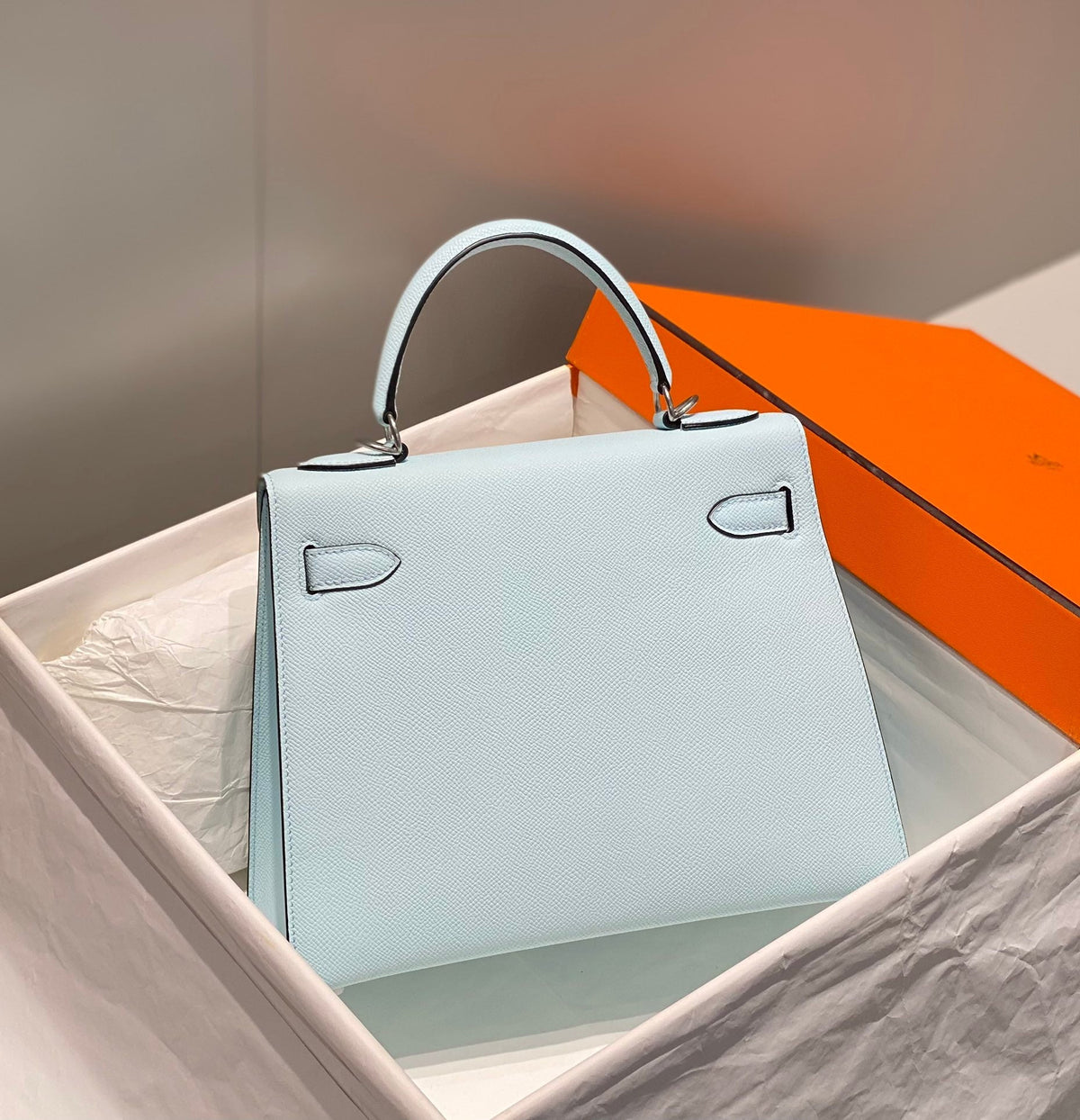 HN 28CM IN BLUE BRUME EPSOM PALLADIUM HARDWARE