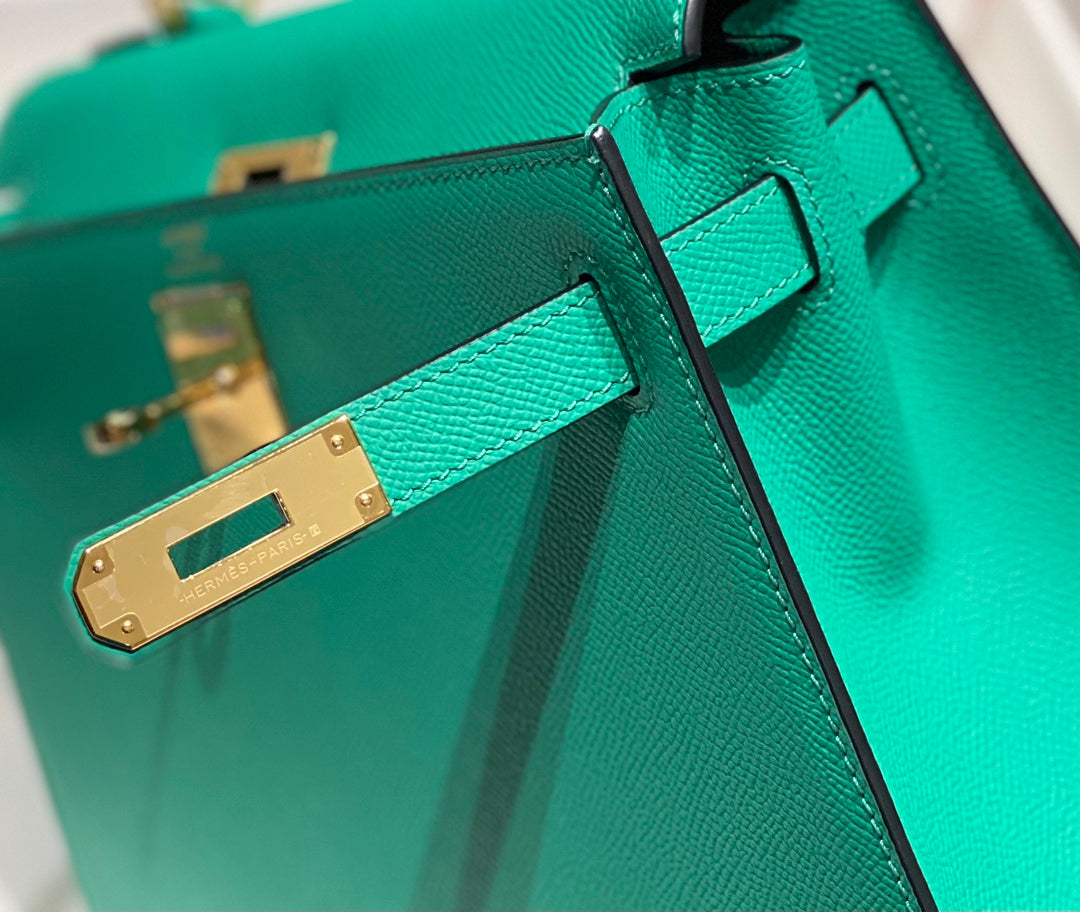 HN 28CM IN VERT VERTIGO EPSOM CALFSKIN GOLD HARDWARE