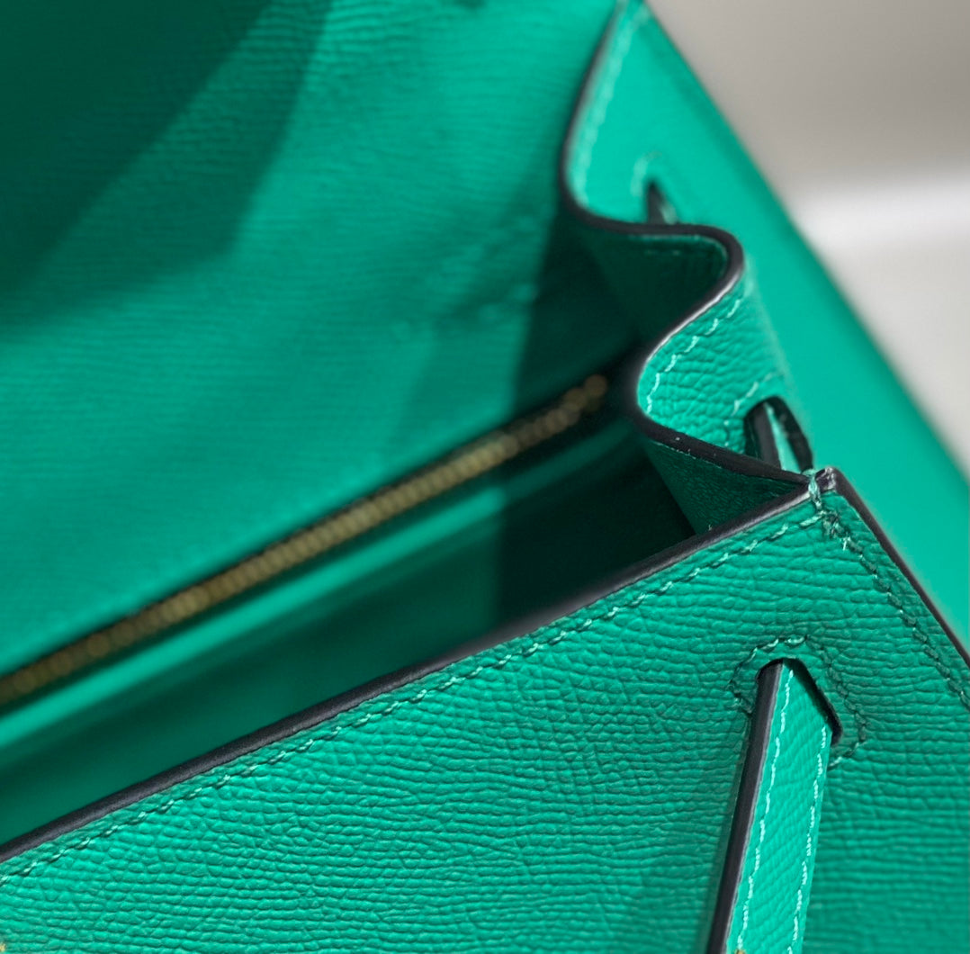 HN 28CM IN VERT VERTIGO EPSOM CALFSKIN GOLD HARDWARE