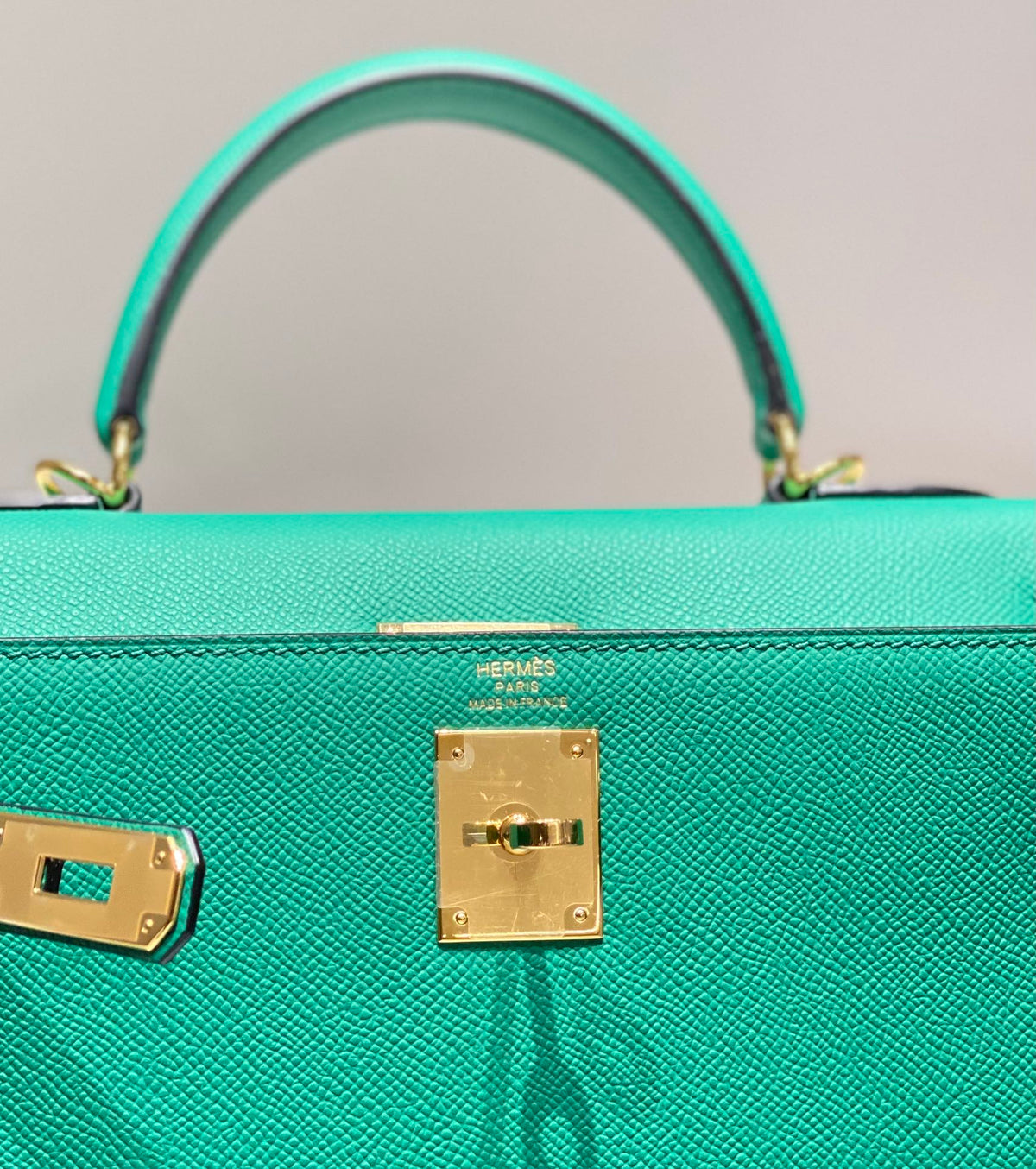 HN 28CM IN VERT VERTIGO EPSOM CALFSKIN GOLD HARDWARE