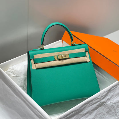HN 28CM IN VERT VERTIGO EPSOM CALFSKIN GOLD HARDWARE