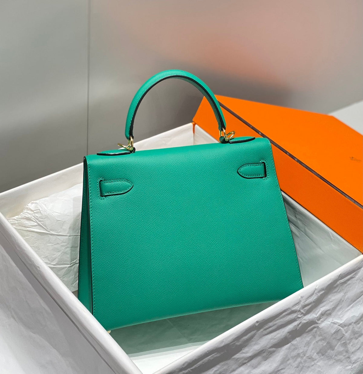 HN 28CM IN VERT VERTIGO EPSOM CALFSKIN GOLD HARDWARE