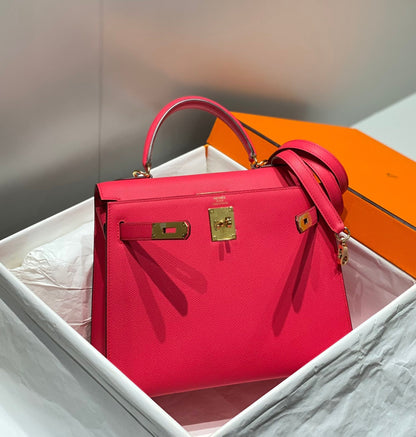 HN 28CM IN ROSE TYRIEN SWIFT CALFSKIN GOLD HARDWARE