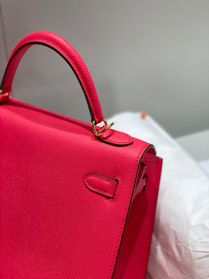 HN 28CM IN ROSE TYRIEN SWIFT CALFSKIN GOLD HARDWARE